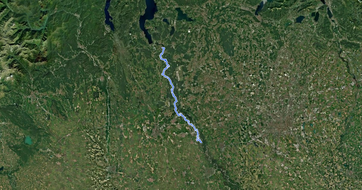 Маршрут Dorsale Cerano-Castelletto Ticino на спутниковом снимке