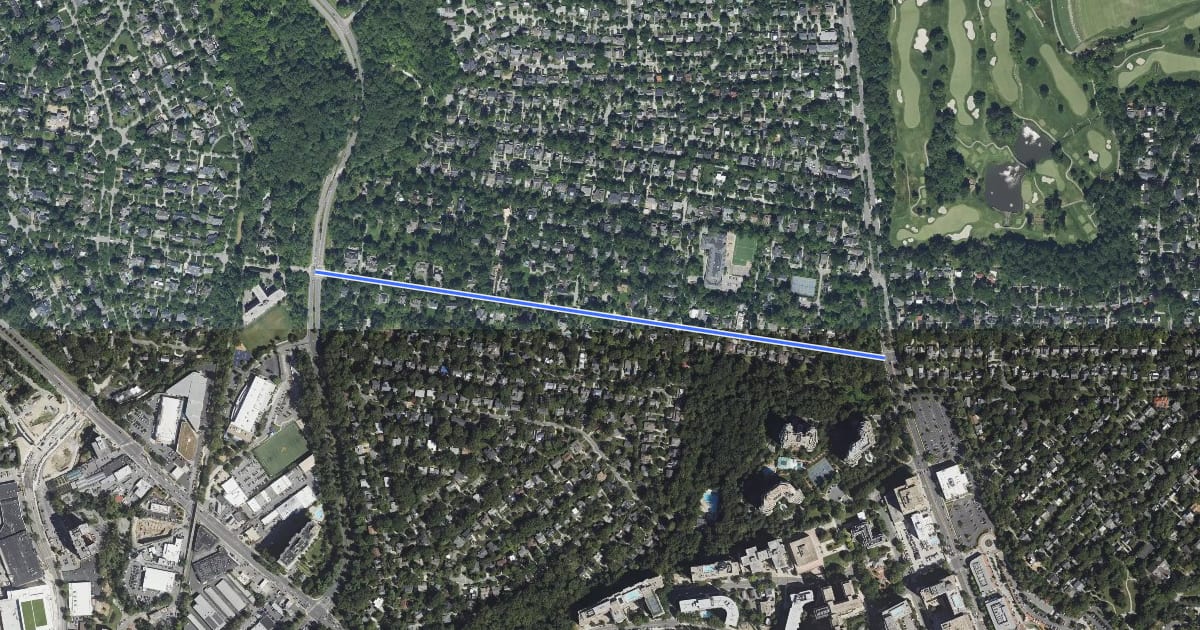 Маршрут Dorset Avenue на спутниковом снимке