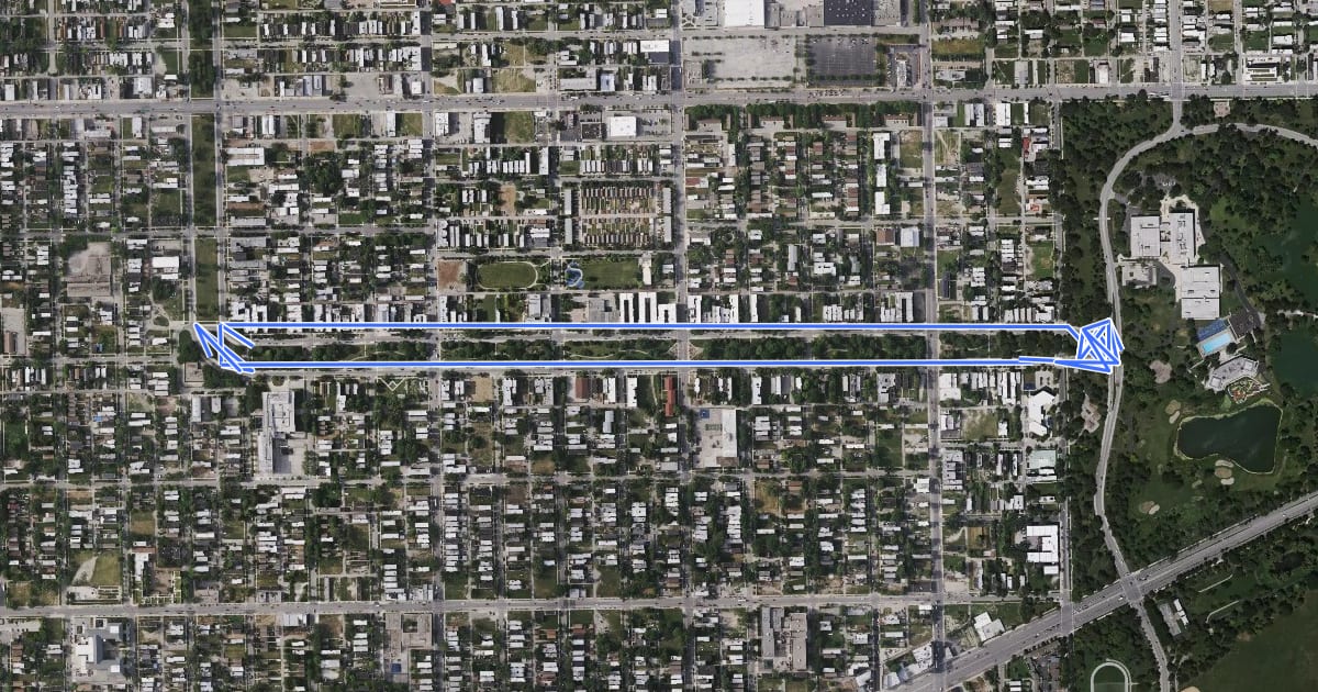 Маршрут Douglas Boulevard на спутниковом снимке