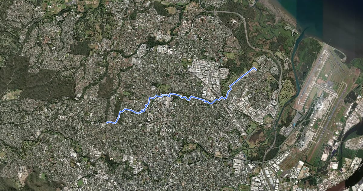 Маршрут Downfall Creek Bikeway на спутниковом снимке