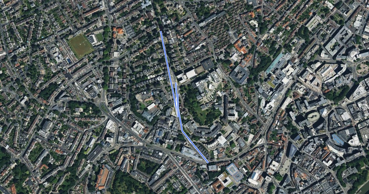 Маршрут Downs Quietway на спутниковом снимке