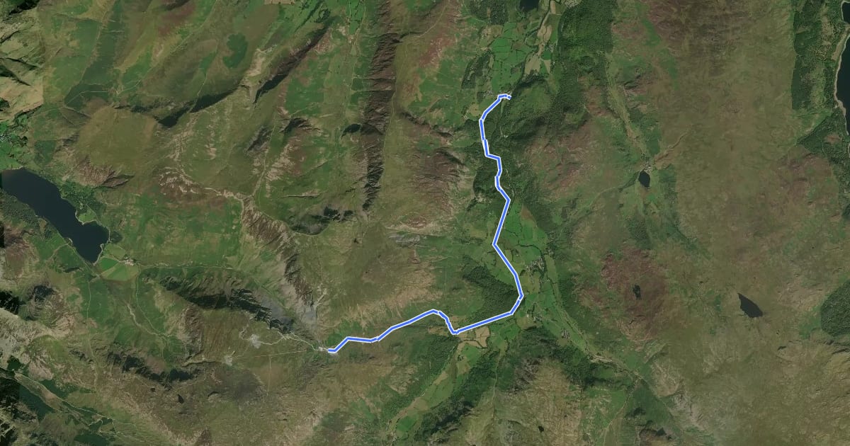 Маршрут Downstream to Derwent Walk, Borrowdale and Derwent Water на спутниковом снимке