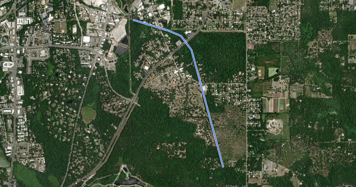 Маршрут Downtown Connector Rail-Trail на спутниковом снимке