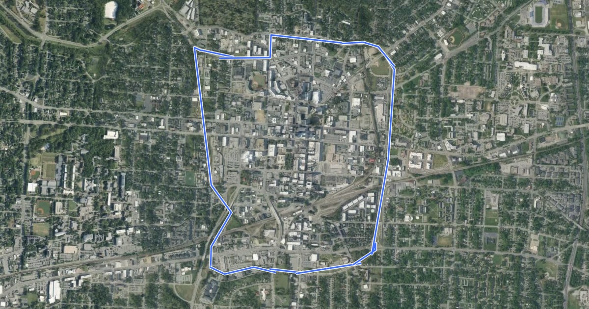 Маршрут Downtown Greenway на спутниковом снимке