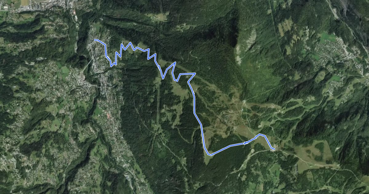 Маршрут Dré dans le pentu de Voza à Saint-Gervais на спутниковом снимке