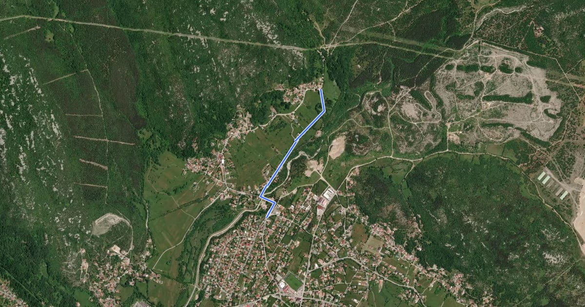 Маршрут Dražice - Podkilavac на спутниковом снимке