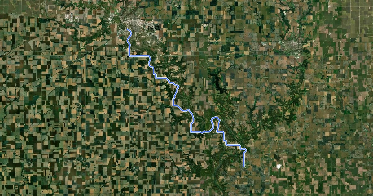 Маршрут Dragoon Trail - Fort Dodge to Stratford на спутниковом снимке