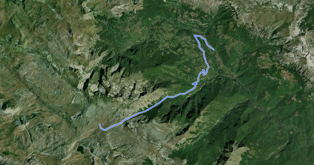 Маршрут Dragovića Polje – Kapetanovo Jezero (suggested trail, no trailmarks, no clear path) на спутниковом снимке