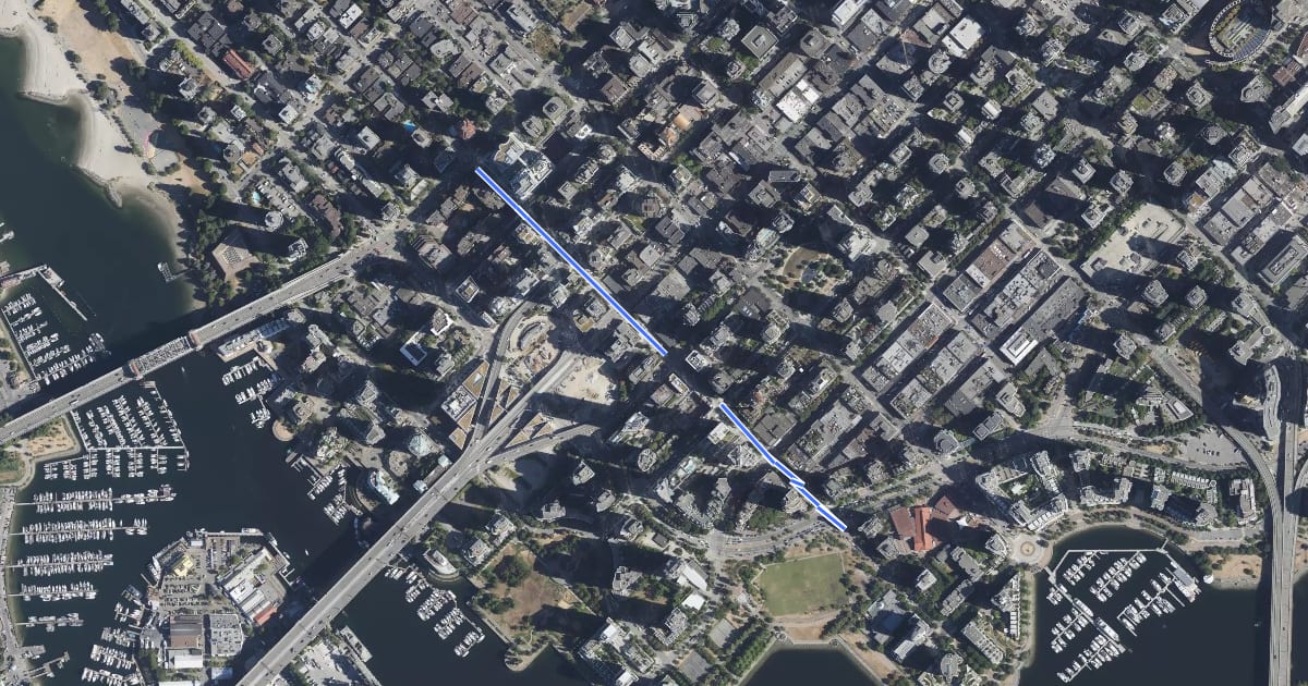 Маршрут Drake Bikeway на спутниковом снимке