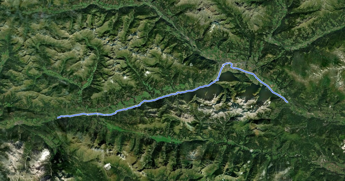 Маршрут Drauradweg (Draupass – Nikolsdorf) на спутниковом снимке