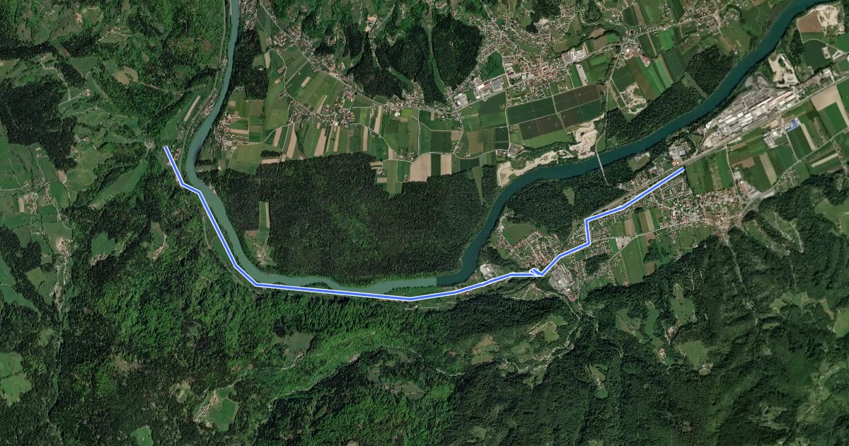 Маршрут drava bike на спутниковом снимке