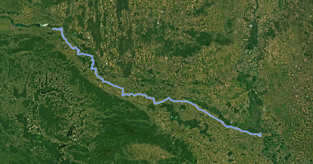 Маршрут Drava route на спутниковом снимке