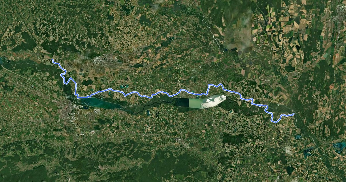 Маршрут Drava ruta (GP Trnovec – Legrad) на спутниковом снимке