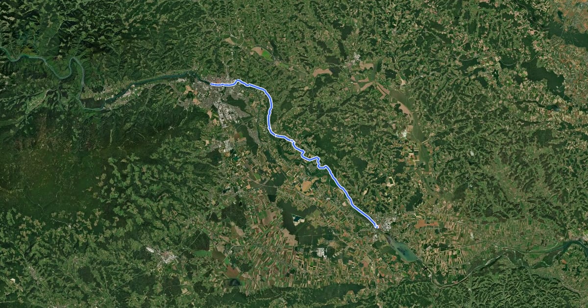 Маршрут Dravska kolesarska pot - del 2 (Maribor - Ptuj) на спутниковом снимке