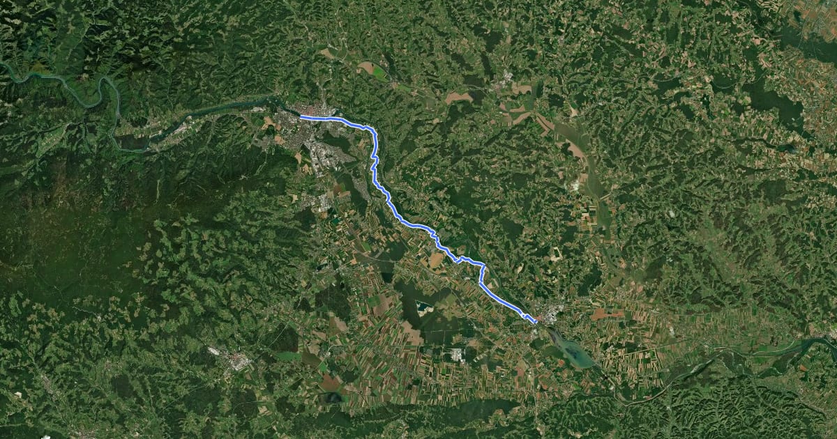 Маршрут Dravska kolesarska pot – del 2a (Maribor - Ptuj) на спутниковом снимке