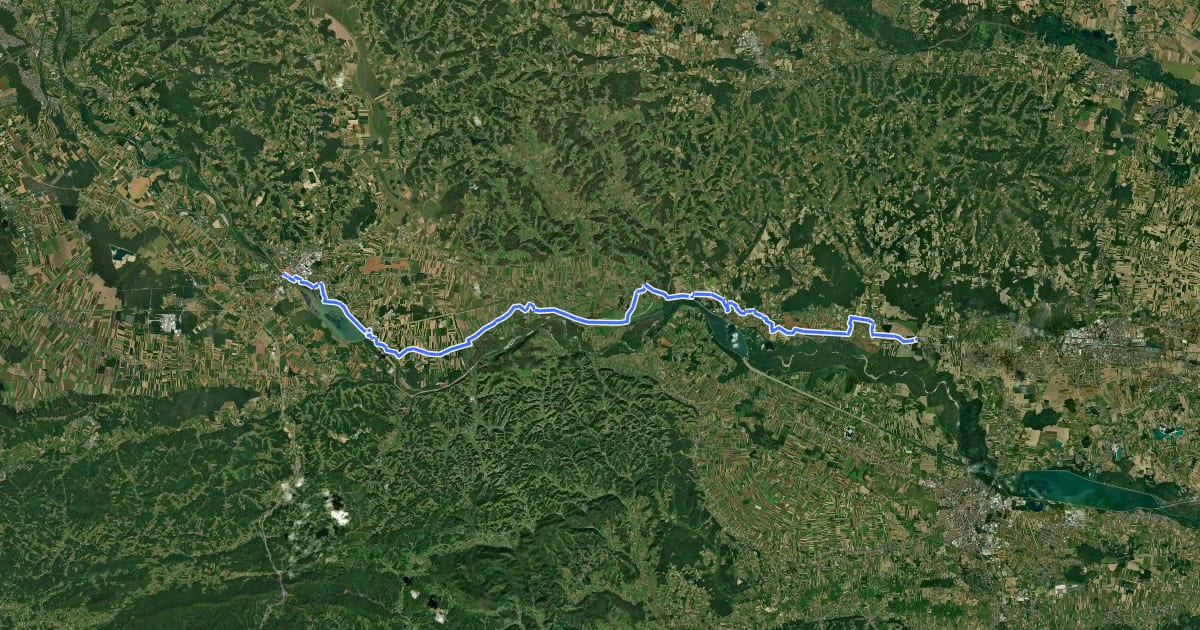 Маршрут Dravska kolesarska pot - del 3 (Ptuj - MP Središče) на спутниковом снимке