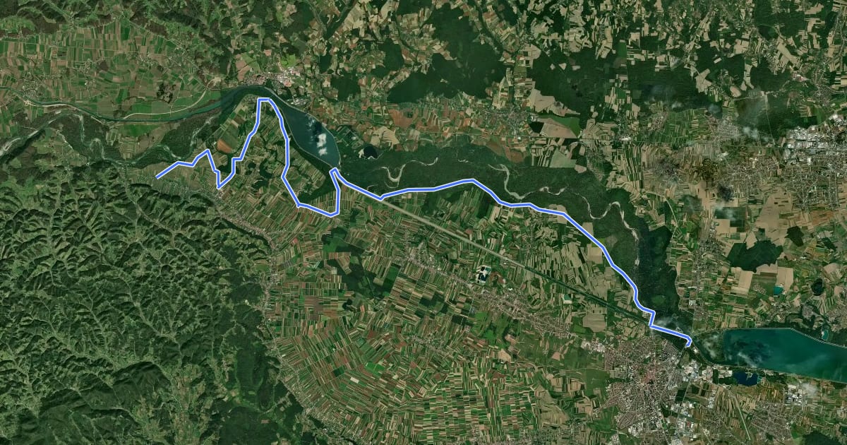 Маршрут Dravska – Mura-Drava Bike ruta на спутниковом снимке
