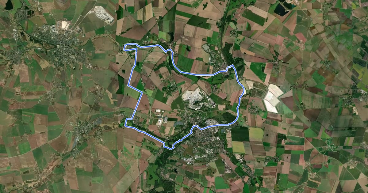 Маршрут Drei Flüsse Radweg на спутниковом снимке