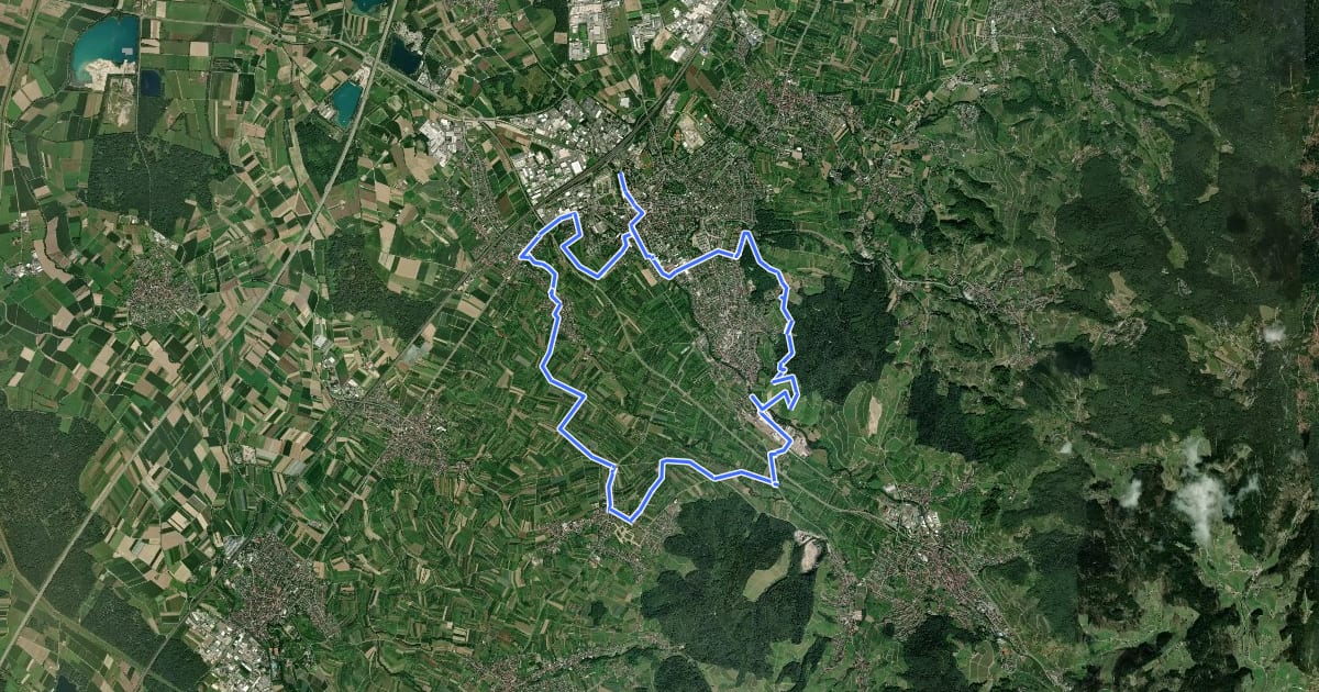 Маршрут Dreikirschenweg Großer Rundweg на спутниковом снимке