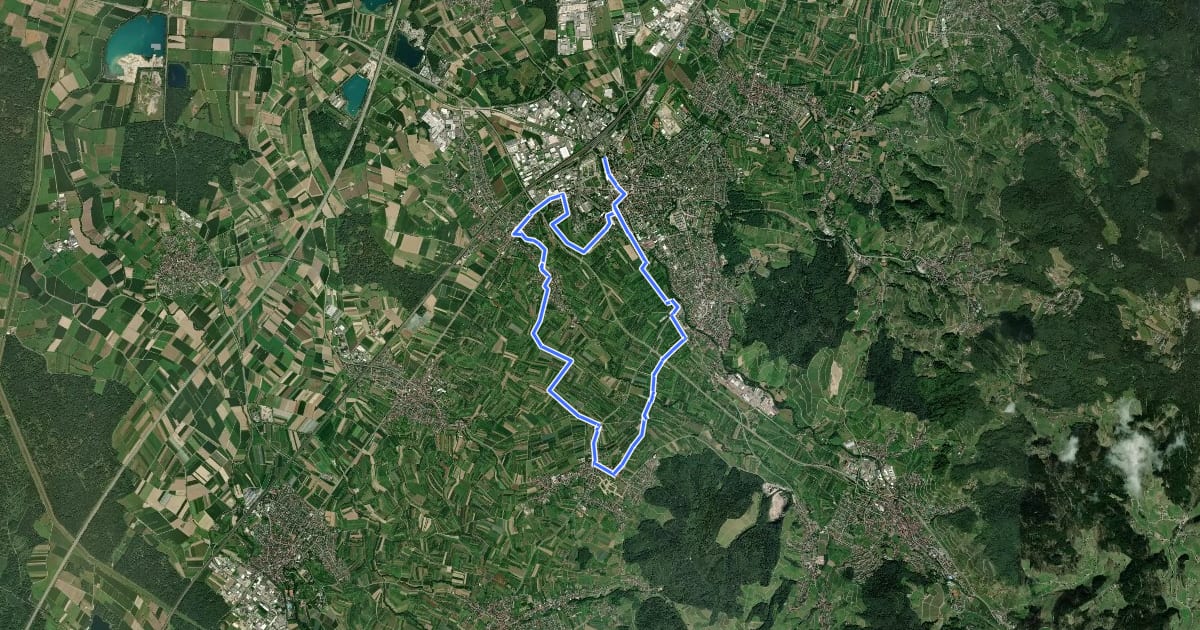 Маршрут Dreikirschenweg Kleiner Rundweg на спутниковом снимке