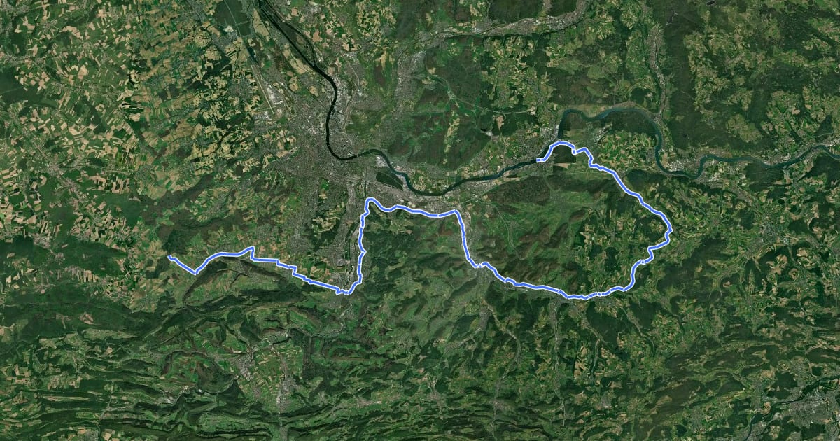 Маршрут Dreiland-Radweg (schweizer Abschnitt) на спутниковом снимке