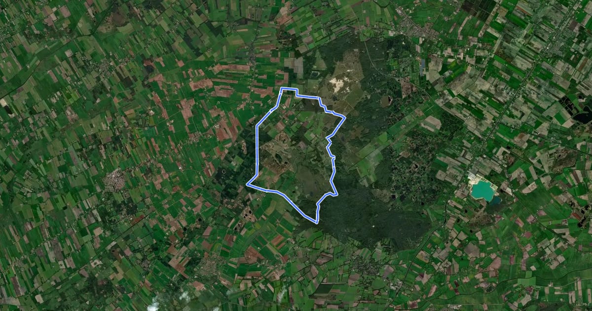 Маршрут Drents-Friese Wold Dagroute Blauw на спутниковом снимке