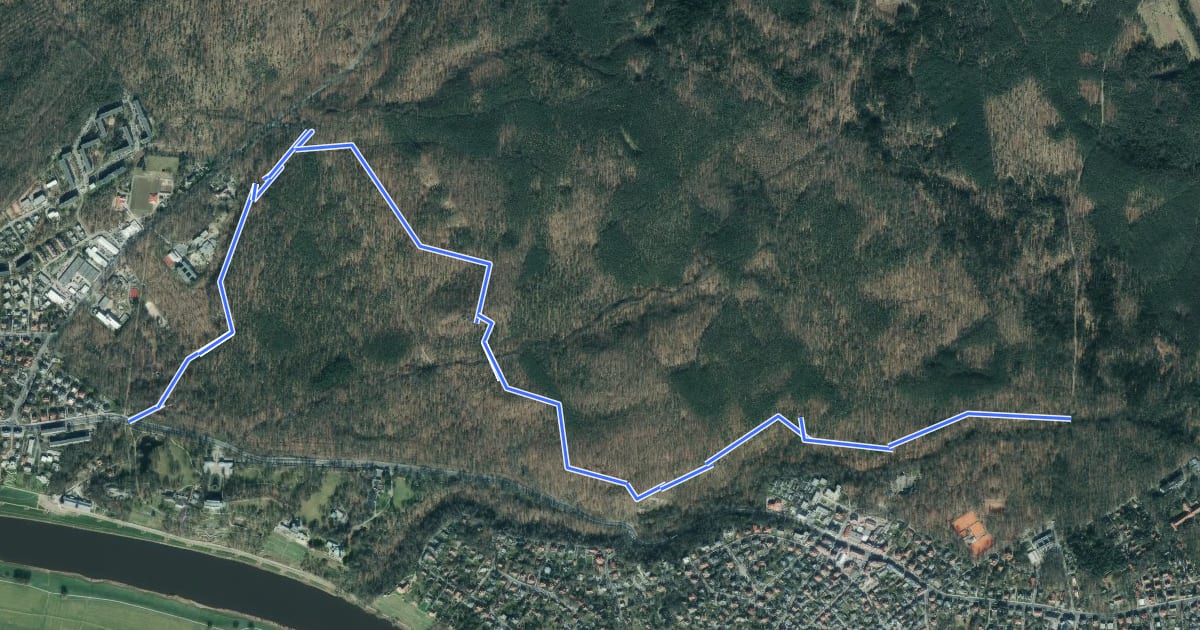 Маршрут Dresdner Heide, Gelber Punkt на спутниковом снимке