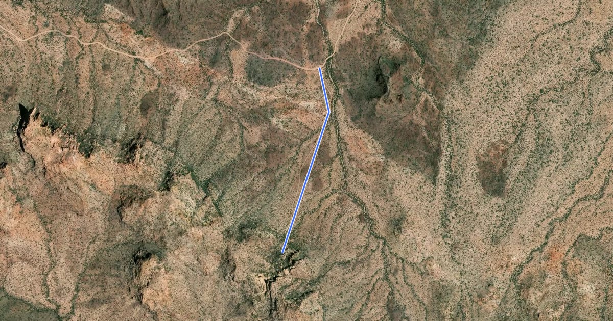 Маршрут Dripping Springs Trail на спутниковом снимке
