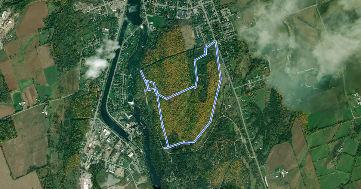 Маршрут Drumlin Mountain Bike Route на спутниковом снимке