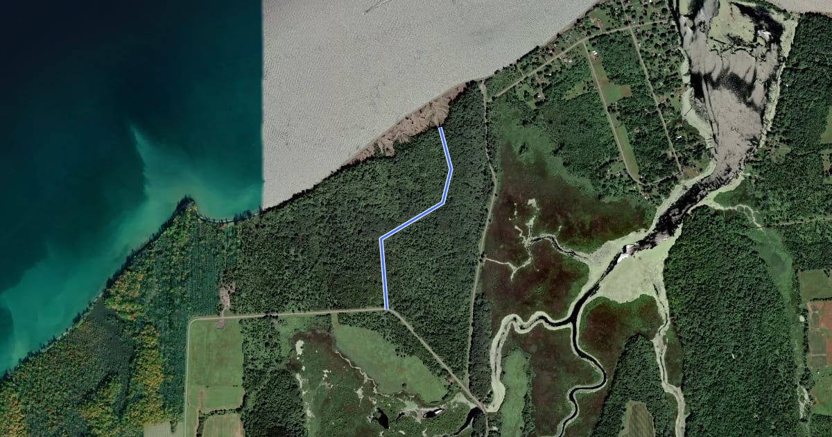 Маршрут Drumlin Trail на спутниковом снимке