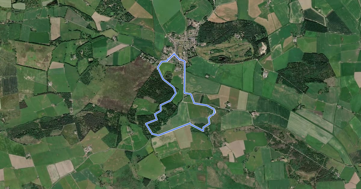 Маршрут Drummy Woods and Stone circle на спутниковом снимке