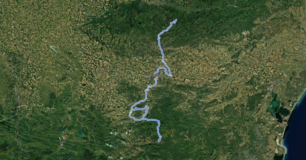 Маршрут Du Tarn à Couiza на спутниковом снимке