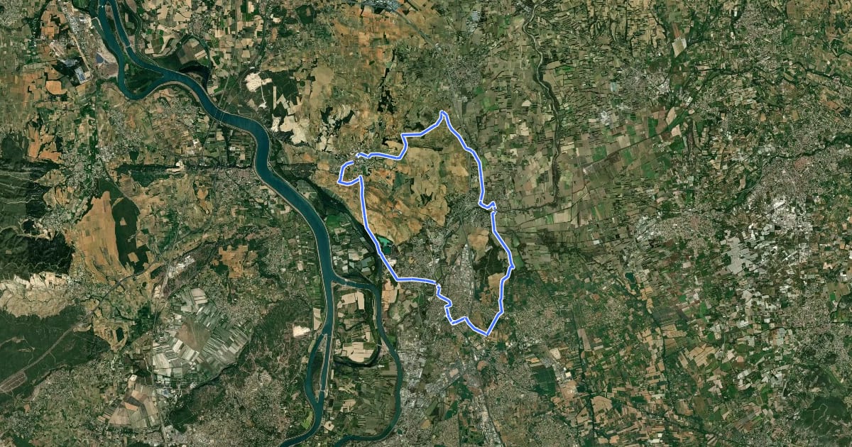Маршрут Du vignoble de Châteauneuf-du-Pape à la plaine de l'Ouvèze на спутниковом снимке
