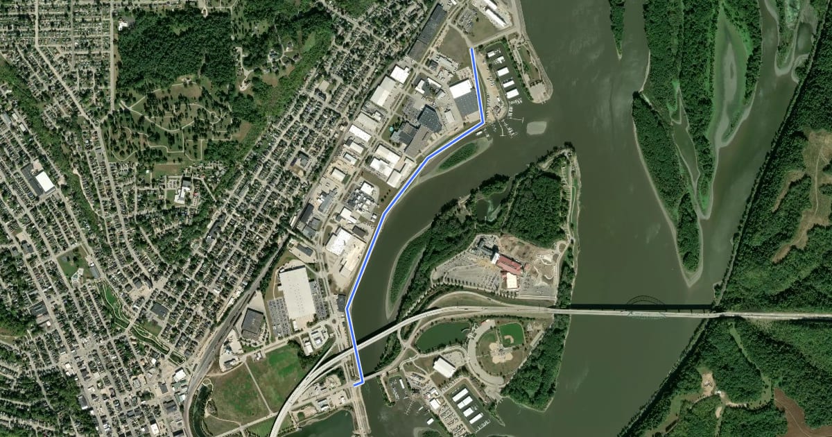 Маршрут Dubuque Jaycees Trail на спутниковом снимке