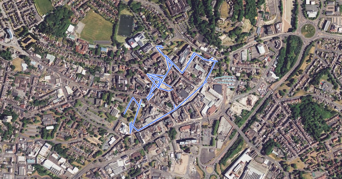 Маршрут Dudley Architectural Heritage Trail на спутниковом снимке