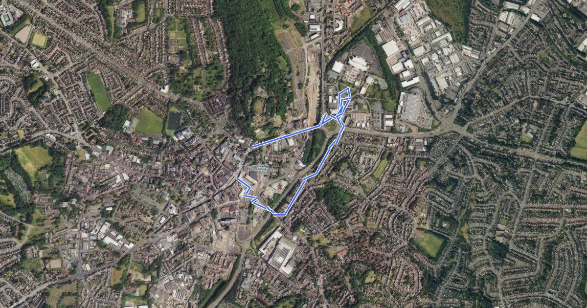 Маршрут Dudley Public Art Heritage Trail (Wolverton Road Trail) на спутниковом снимке