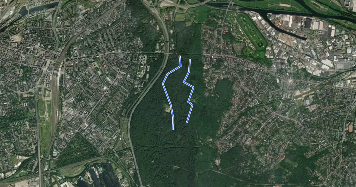 Маршрут Duisburg Zooparkplatz Rundweg A1 на спутниковом снимке
