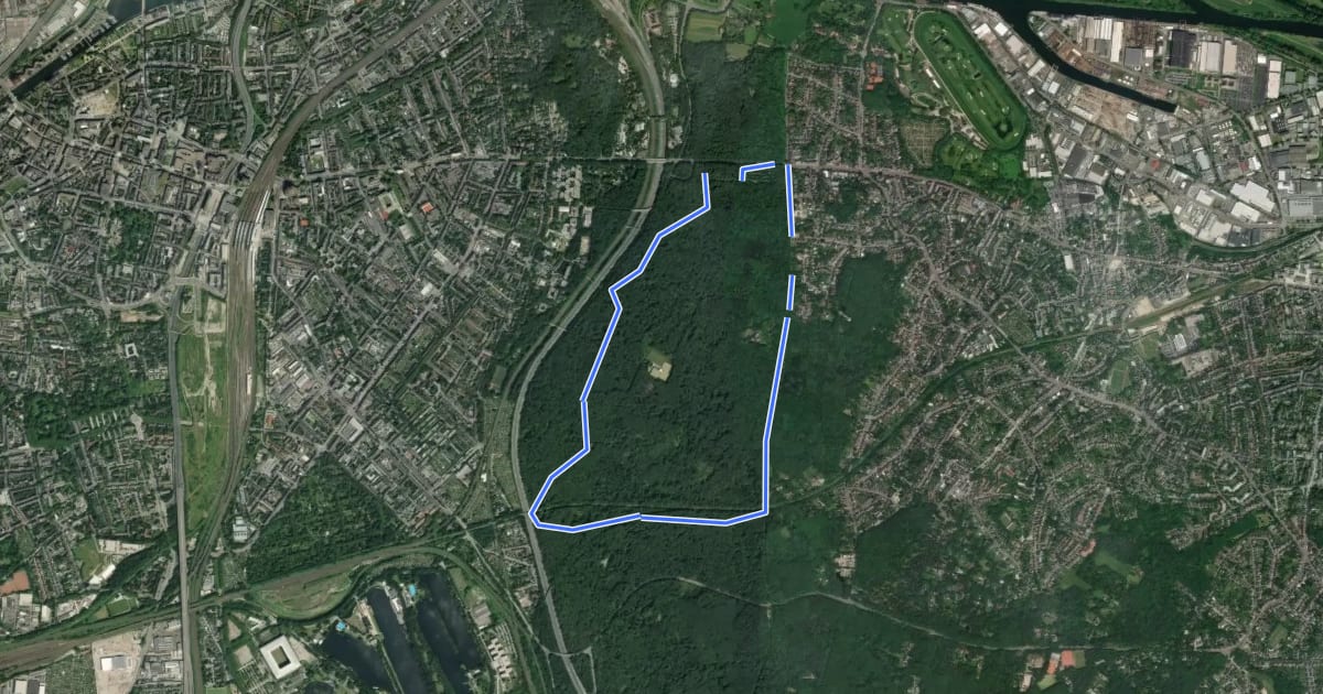 Маршрут Duisburg Zooparkplatz Rundweg A2 на спутниковом снимке