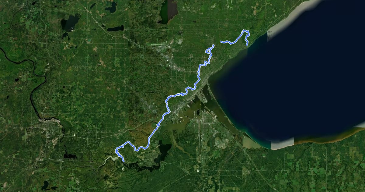 Маршрут Duluth Traverse на спутниковом снимке