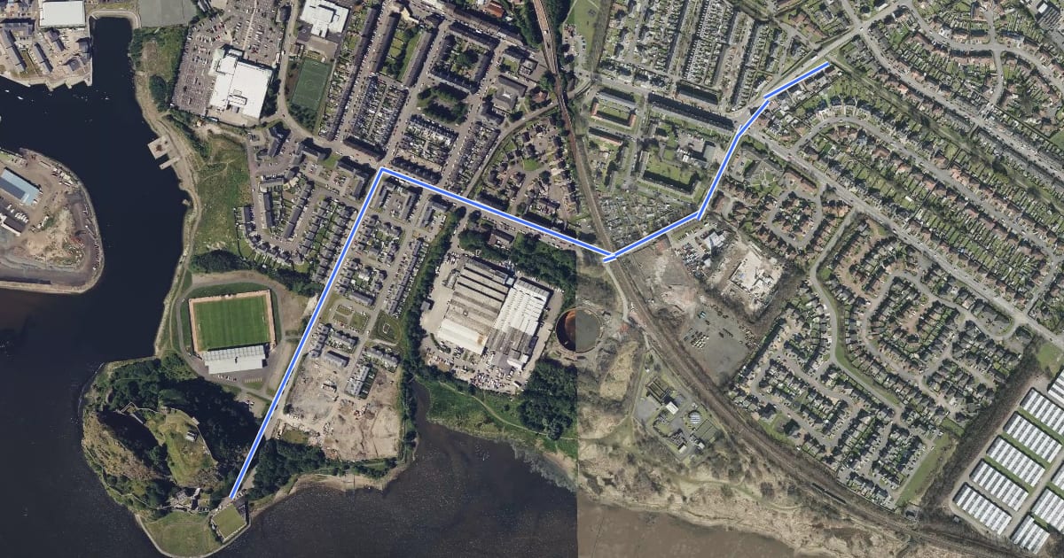 Маршрут Dumbarton Castle Cycle Route на спутниковом снимке