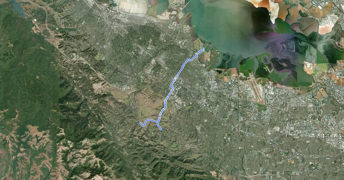 Маршрут Dumbarton - East - West Connector на спутниковом снимке