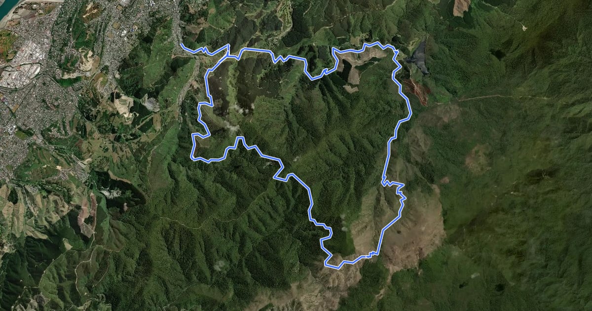 Маршрут Dun Mountain Trail - MTB на спутниковом снимке