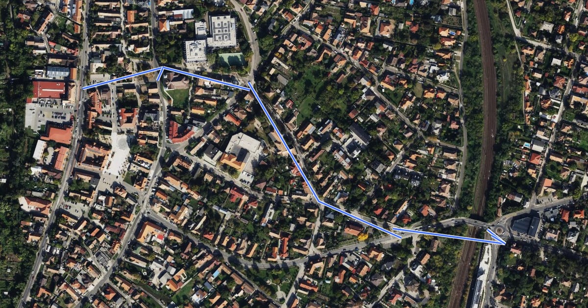 Маршрут Dunakeszi, Központ на спутниковом снимке
