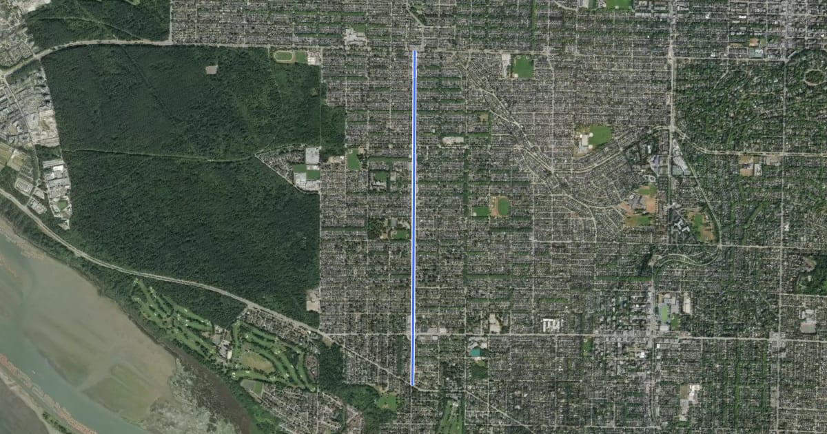 Маршрут Dunbar Bikeway на спутниковом снимке