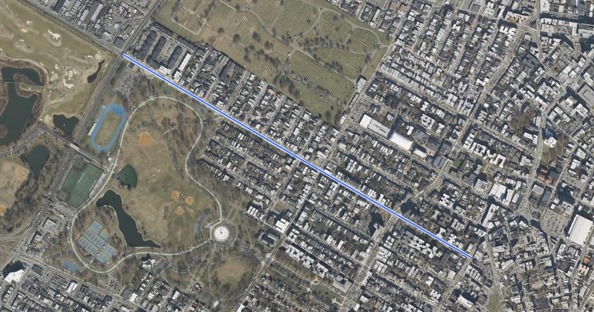Маршрут Duncan Avenue на спутниковом снимке