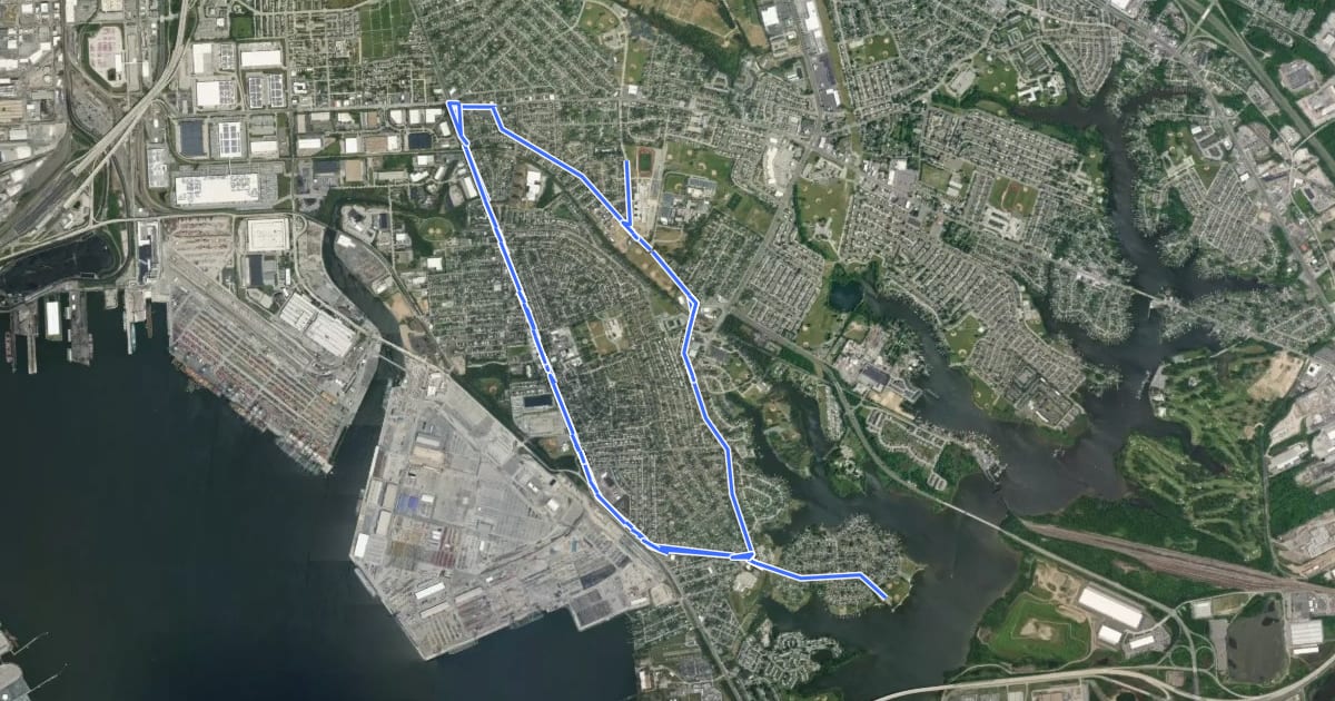 Маршрут Dundalk Loop на спутниковом снимке