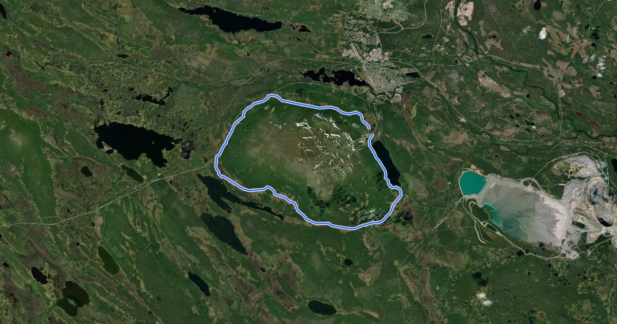 Маршрут Dundret runt 30km на спутниковом снимке