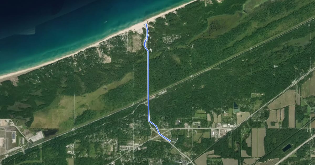 Маршрут Dunes Kankakee Trail на спутниковом снимке