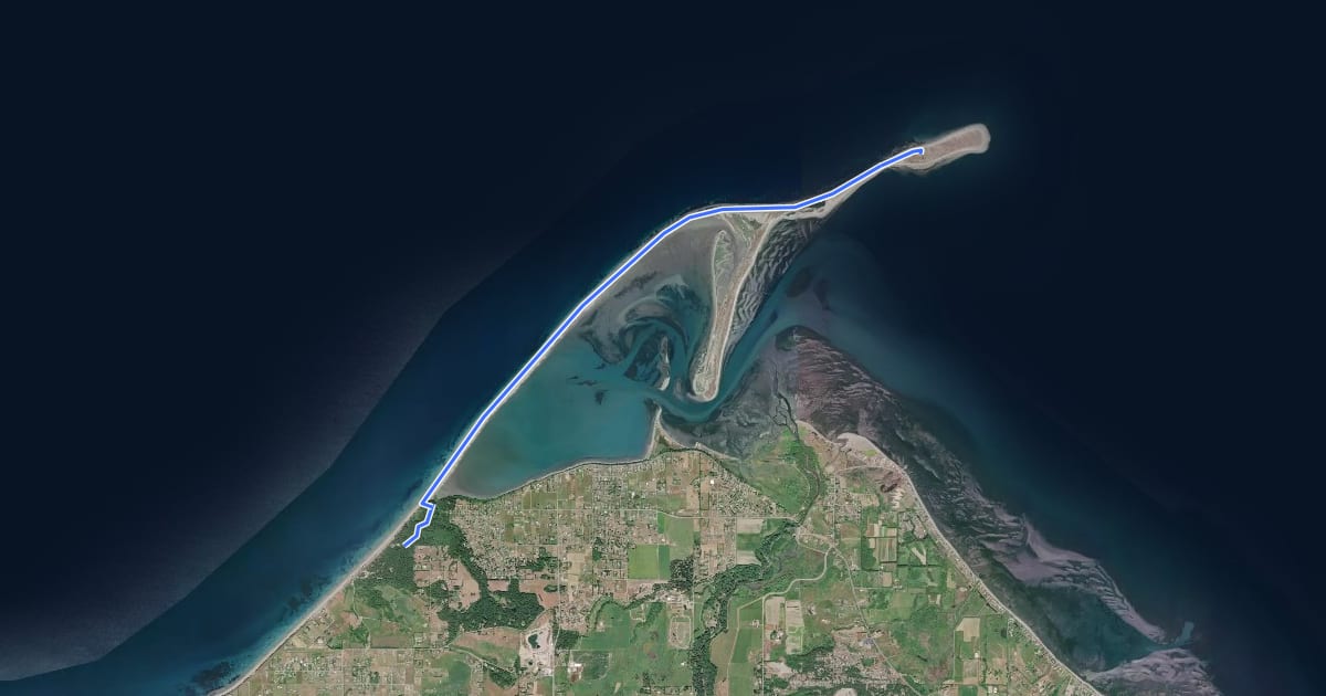 Маршрут Dungeness Spit на спутниковом снимке