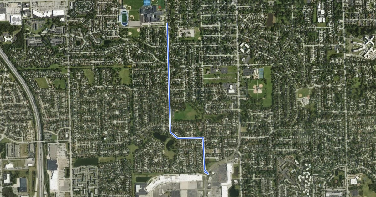 Маршрут Dunham Road на спутниковом снимке